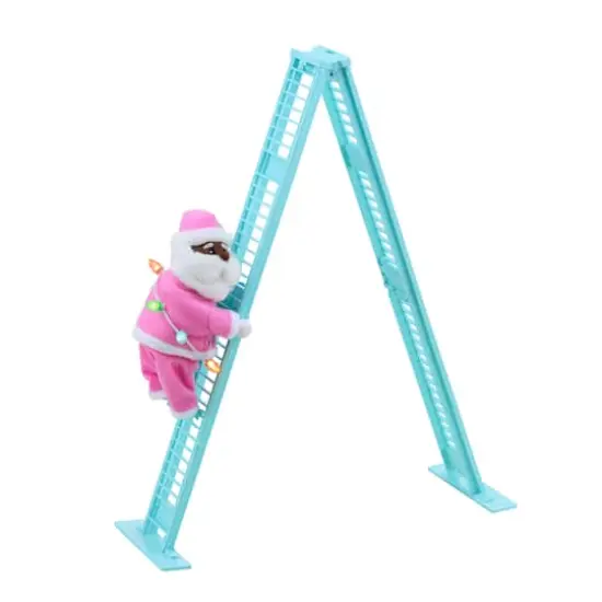 17" Animated Tabletop Pastel Climbing Santa {1}