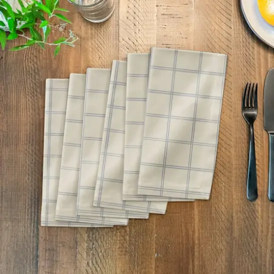 Gray & Cream Check Cotton Twill Napkin {4}