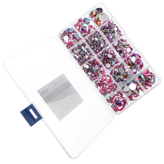 John Bead Round & Oval Acrylic Flatback Rhinestones in Box Pink AB {4}