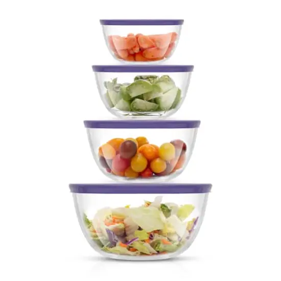 JoyJolt&reg; Glass Mixing Bowls with Lids Set Purple {1}