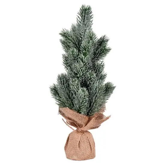 15" Unlit Frosted Spruce Sapling Artificial Christmas Tree Set {3}