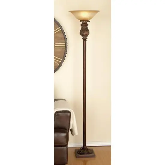 Brown Metal Traditional Floor Lamp, 70" x 15" x 15" {5}