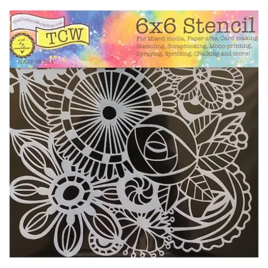 The Crafter's Workshop Blooming Garden Stencil, 6" x 6" {1}