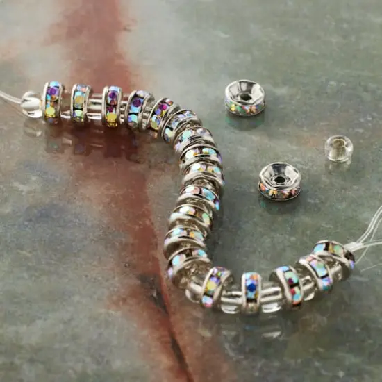 Metal Rhinestone Rondelle Beads, 6mm by Bead Landing&trade; {3}