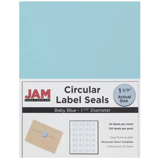JAM Paper Circular Seal & Rectangular Mailing Address Label Combo Set Baby Blue {6}