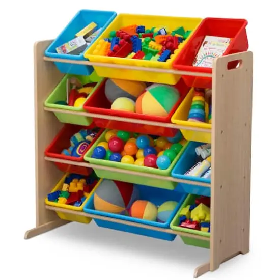 Kids Storage Organizer With 12 Plastic Bins Multi {4}