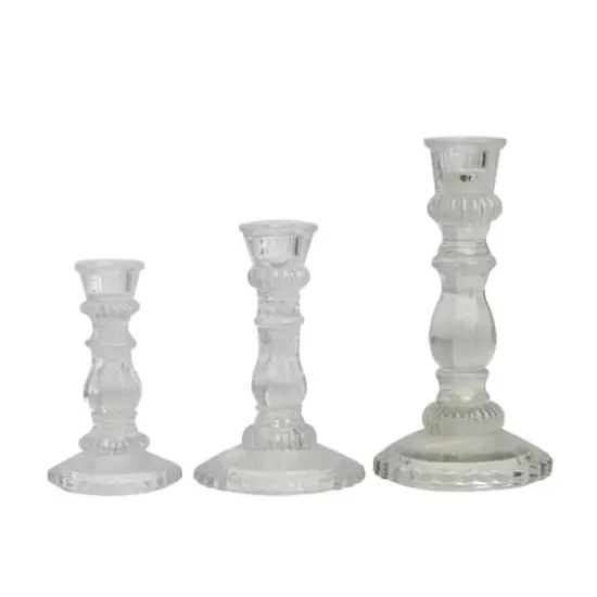 Clear Glass Candle Holder Set {3}