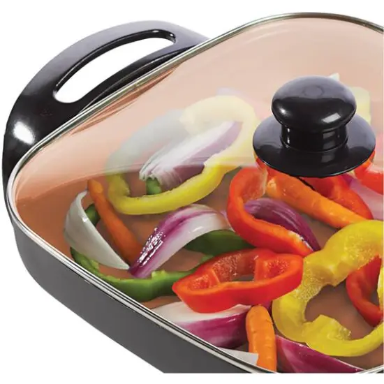Brentwood 12" Copper Nonstick Electric Skillet with Glass Lid {4}