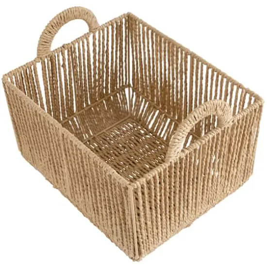 Simplify Large Vertical Weave Storage Basket with Round Handles {9}