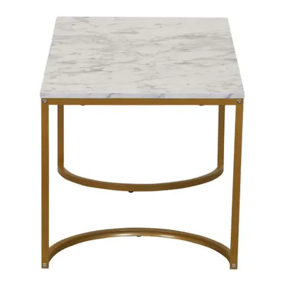 Household Essentials 39" Half Moon Rectangular Coffee Table White {6}