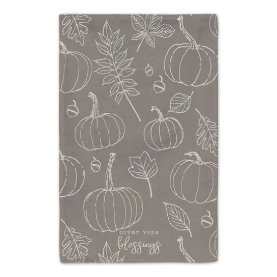 Count Your Blessings Gray Pumpkin Tea Towel Set {5}
