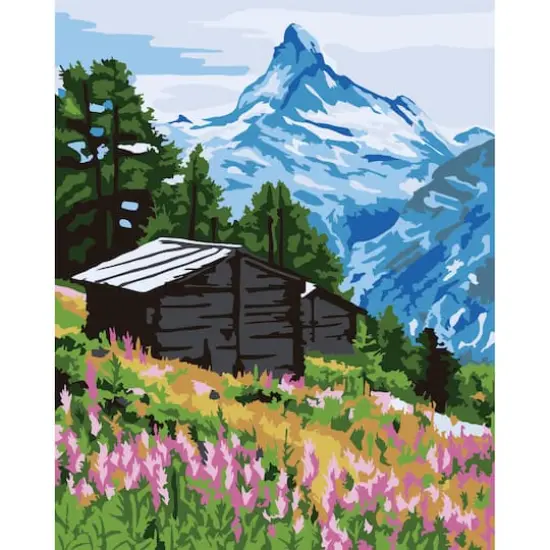 8" x 10" Swiss Alps Paint-by-Number Kit with Wood Display Hanger by Artist's Loft&reg; {1}