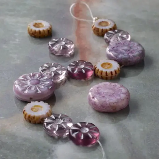Lavender Garden Czech Glass Flat Round Bead Mix by Bead Landing&trade; {3}