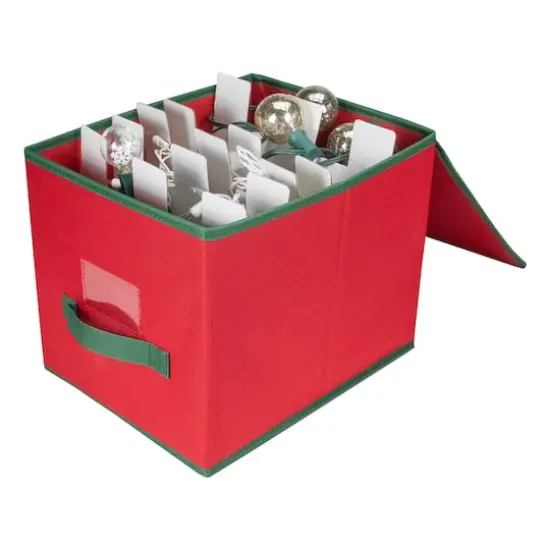 13" Red Christmas Ornament Storage Box {3}