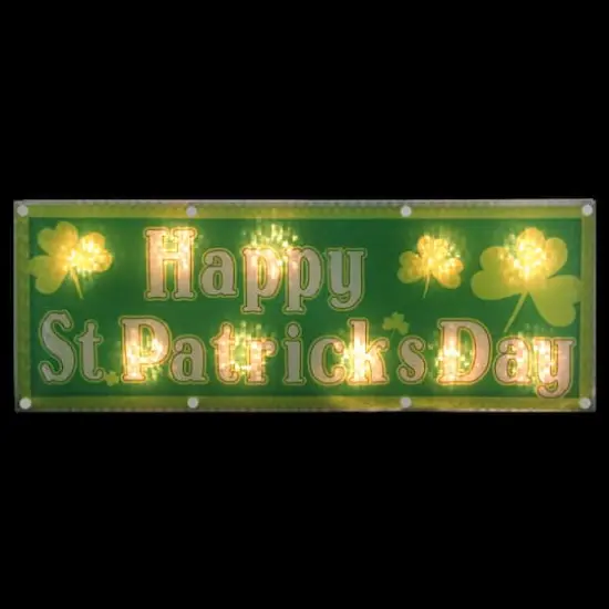 17" Green Holographic St.Patrick's Day Lighted Window Silhouette Decoration {3}