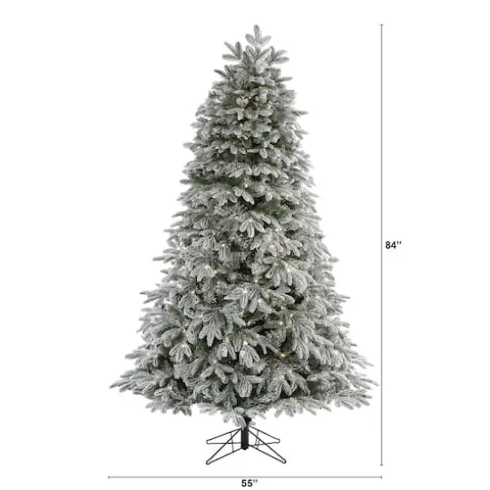 7ft. Pre-Lit Flocked Colorado Mountain Fir Artificial Christmas Tree, Warm White Microdot LED Lights {5}