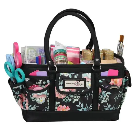 Everything Mary Black & Floral Deluxe Store & Tote Craft Organizer {9}
