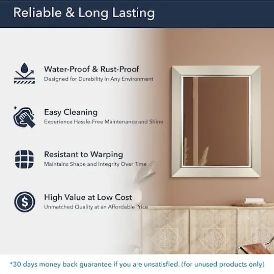 Head West 29" Brushed Nickel Frame Vanity Mirror {5}