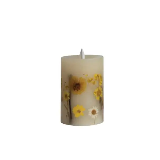 Hello Honey&reg; Pillar LED Candle with Daisy Inlay {4}
