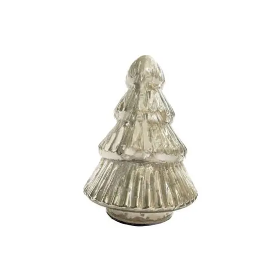 Hello Honey&reg; 5.5" Silver Round Embossed Mercury Glass Tree {1}