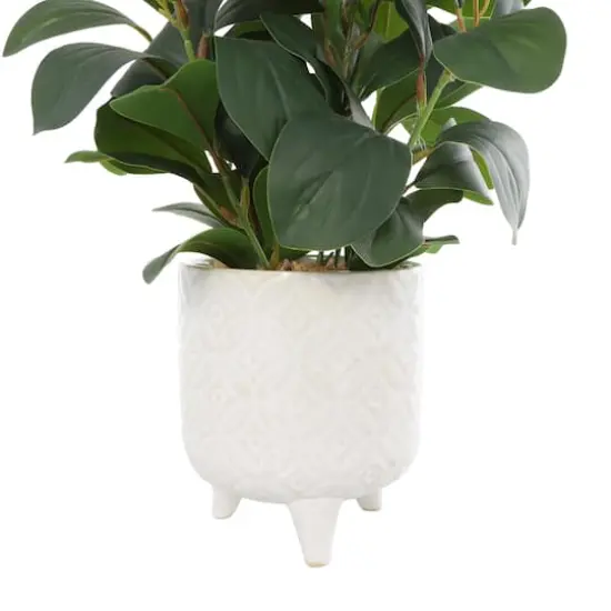 14" Faux Foliage Artificial Plant in White Pot {5}