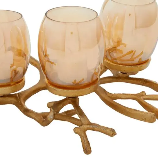 6" Gold Aluminum Coastal Candle Holder {9}