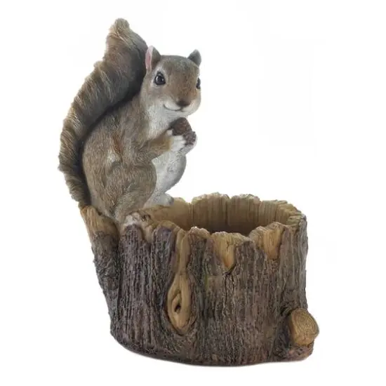 10.5'' Squirrel Tree Trunk Bird Feeder {1}
