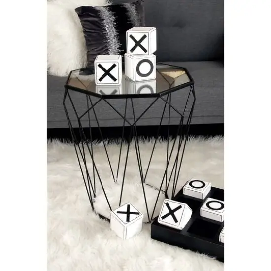 Black Iron Contemporary Accent Table {5}