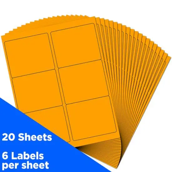 JAM Paper Adhesive Shipping Labels, 3.33" x 4" Neon Orange {4}