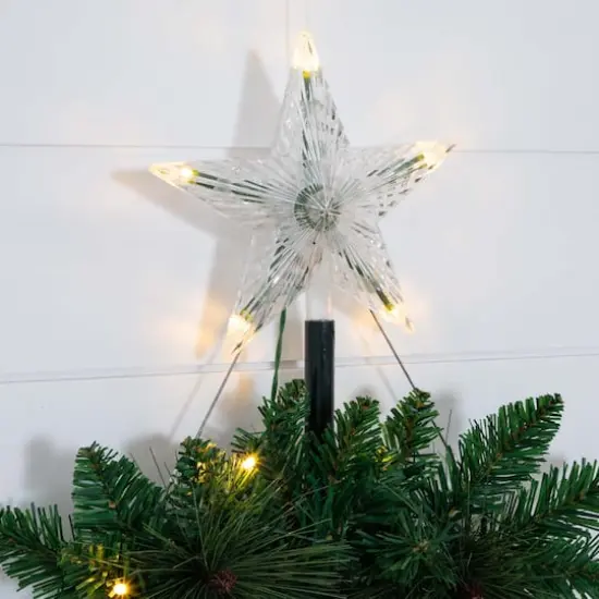 5ft. Pre-Lit Fir Wall Hanging Artificial Christmas Tree with Star Topper, Warm White LED Lights {5}