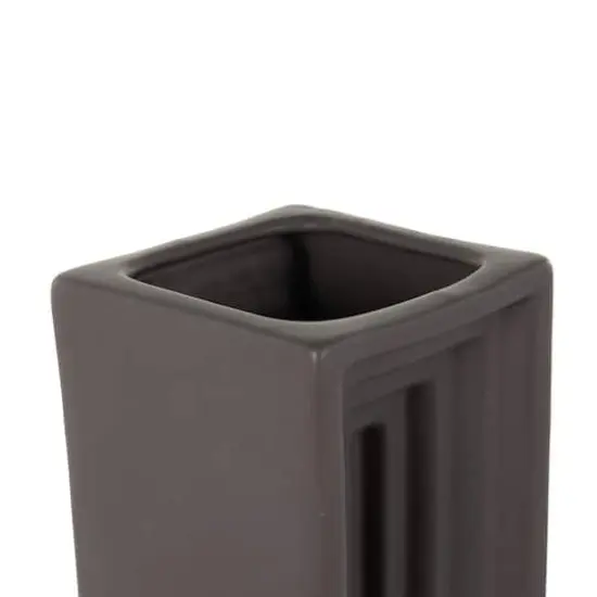 15" Black Rectangular Ceramic Vase {5}