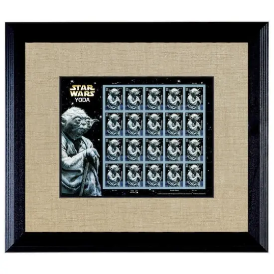 Star Wars Yoda U.S. Stamp Sheet in 16"x 14" Wood Frame {1}