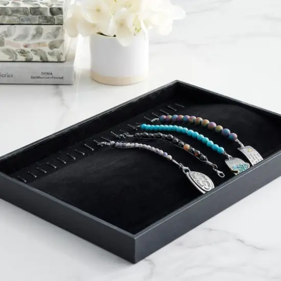 Black Velvet Jewelry Tray with Hooks by Bead Landing&trade;  {3}