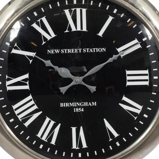 Silver Vintage Stainless Steel Wall Clock, 22" x 16" {5}