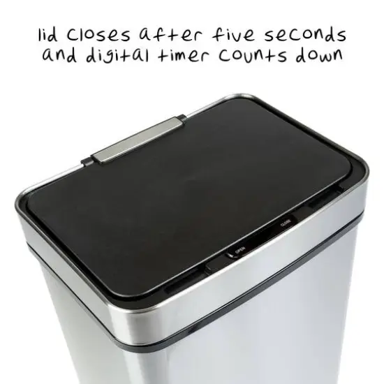 Honey Can Do 50L Stainless Steel Trash Can with Motion Sensor {10}