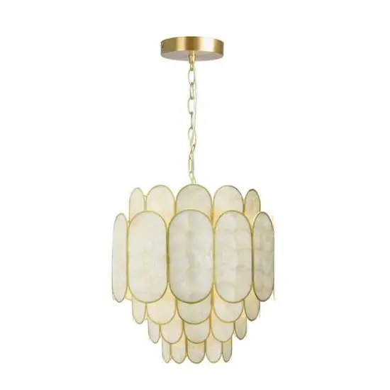 Hello Honey&reg; 17.5" 4-Tier Capiz and Metal Chandelier {8}