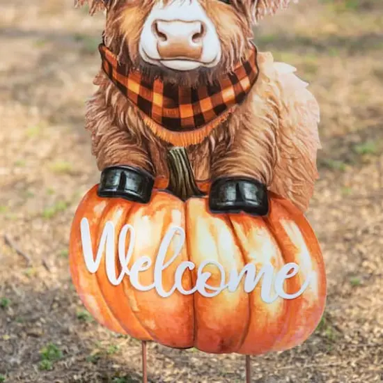 Glitzhome&reg; 29.75" Fall Highland Cow Yard Stake or Wall Decor {7}