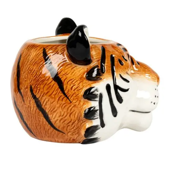 Hello Honey&reg; 6" Round Ceramic Tiger Head Planter {10}