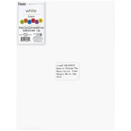 Essentials by Leisure Arts 9" x 12" Foam Sheets, 15ct. White {1}