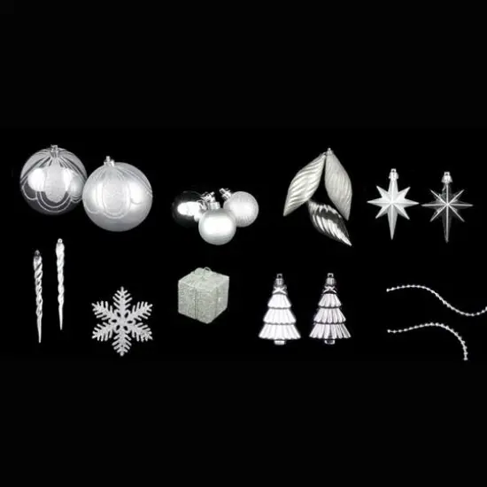 125ct 5.5" Splendor Silver Shatterproof 4-Finish Christmas Ornaments {5}
