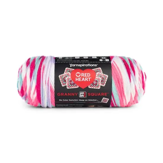 Red Heart&reg; All in One&trade; Granny Square&trade; Yarn White - Pink Punch {1}