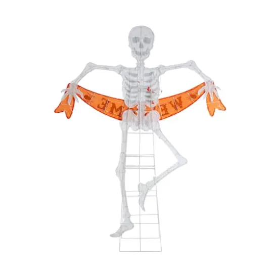 Glitzhome&reg; 86.25"H Lighted Halloween 2.5D Skeleton Outdoor Decor {8}