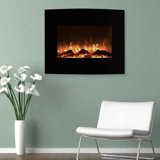 Hastings Home 25" Black Curved Electric Fireplace {3}