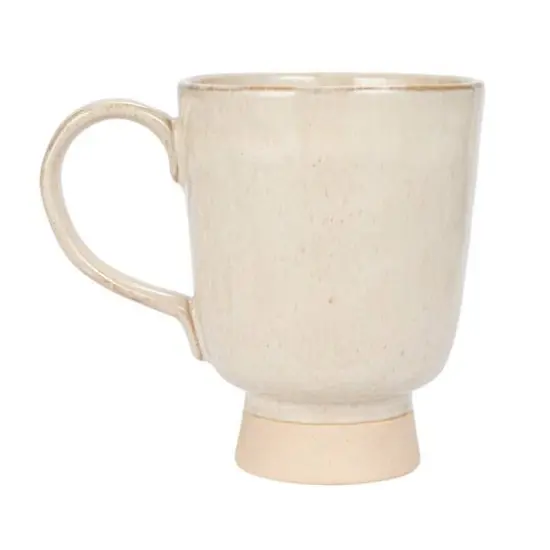 Hello Honey® 4.75" Cream Speckled Glaze Stoneware Footed Mug, 4ct. {9}