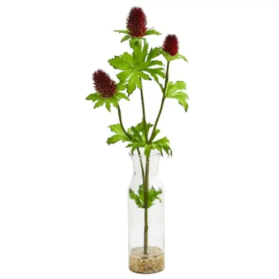 17" Thistle Arrangement in Bud Vase Set {3}