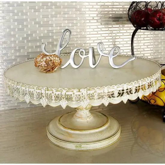 22" White Iron Farmhouse Cake Stand {6}