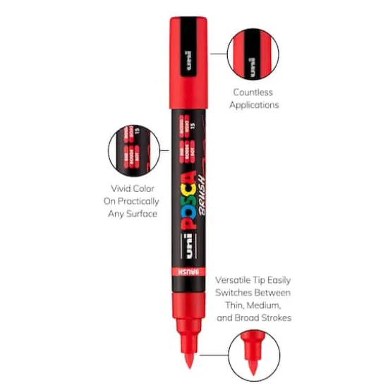 POSCA&reg; PC-5BR 16 Color Brush Tip Paint Marker Set {4}
