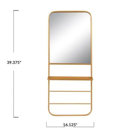 Hello Honey&reg; 40" Gold Metal Wall Mirror with Shelf {4}