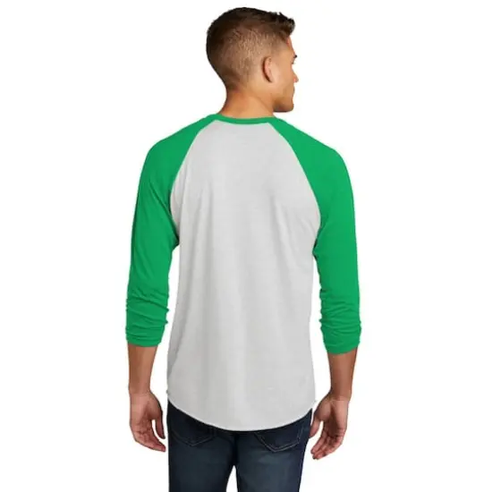 Next Level Unisex Tri-Blend 3/4-Sleeve Raglan T-Shirt Envy/Hthr White {6}