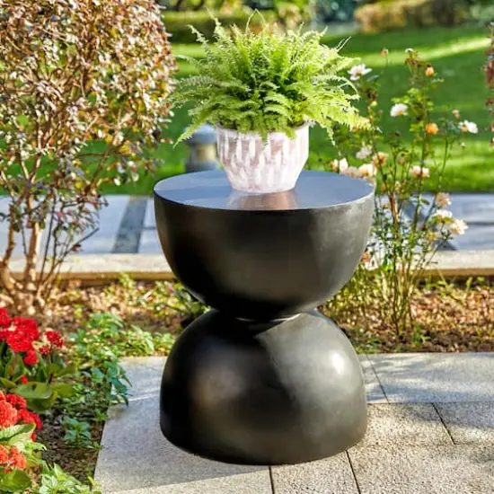 Glitzhome&reg; 18" Multi-Functional Terrazzo Garden Stool Black {4}